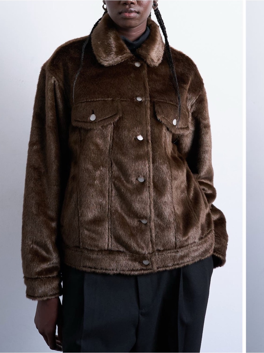 Brown Faux-Fur mink Trucker Jacket - women